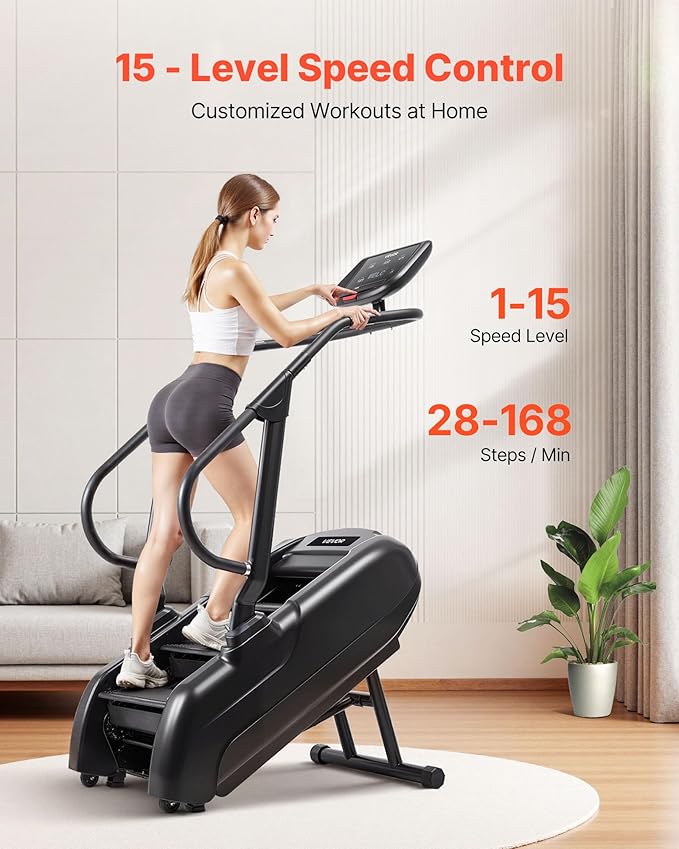 VEVOR Stair Stepper Machine, LED Screen Continuous Climbing Machines, Max Load 330 Lbs Stepping