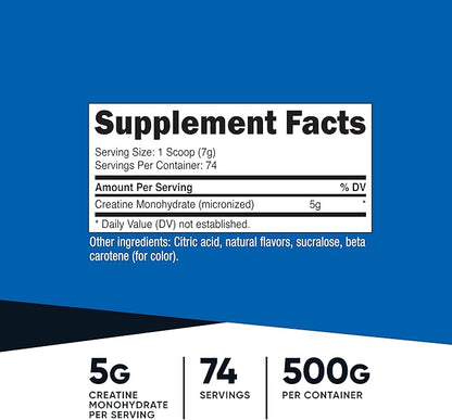 Nutricost Creatine Monohydrate Powder (Mandarin Orange, 500 Gram) - Micronized Creatine Supplement