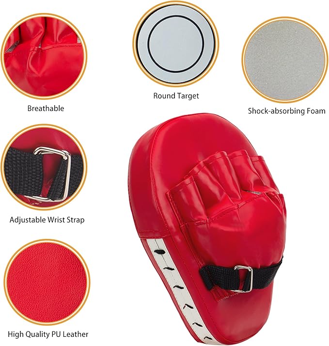 3-in-1 Boxing Pads and Kick Punching Mitts Set, Leather Hand Target Focus Pads, MMA Muay Thai Pads