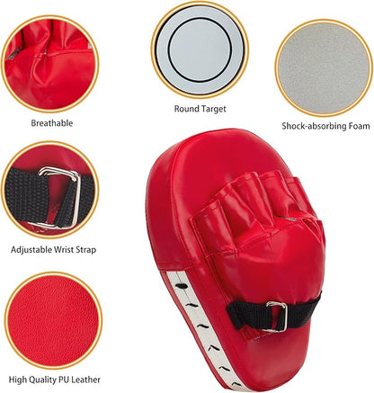 3-in-1 Boxing Pads and Kick Punching Mitts Set, Leather Hand Target Focus Pads, MMA Muay Thai Pads