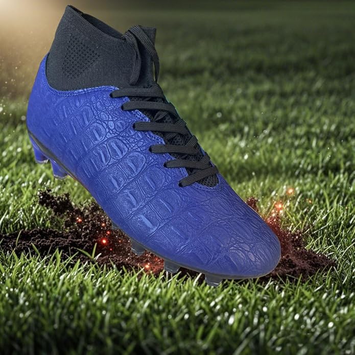 Soccer Cleats High-Top Outdoor Non-Slip Football Shoes Protection Lightweight for Firm Ground