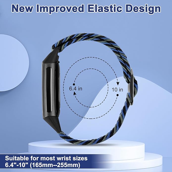 Braided Band Compatible with Fitbit Charge 6/Fitbit Charge 5, Soft Nylon Solo Loop Adjustable