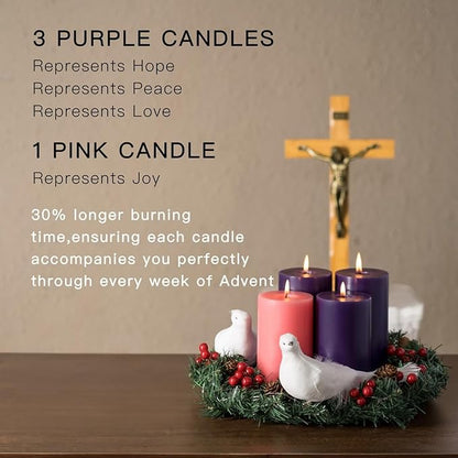 MOZEAL 3" x 6" Hand-Poured, Unscented Pillar Candles. Each Offers Approx 115 Hours of Clean