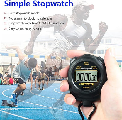 Stopwatch Timer with Countdown, ON/Off Simple Operation No Clock No Date, Digital Stop Watch for