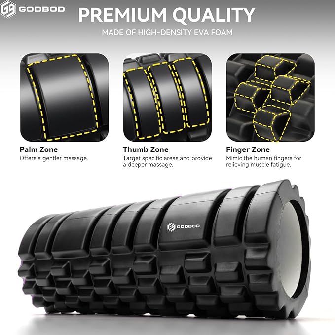 Deep Tissue Foam Roller - High-Density Muscle Massage Roller for Recovery, Pain Relief, Trigger