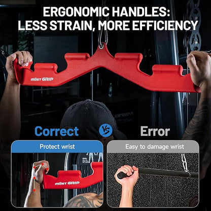LAT Pull Down Bar with 6 Ergonomic Handles, Neutral Grip LAT Pulldown Attachments for Whole Back