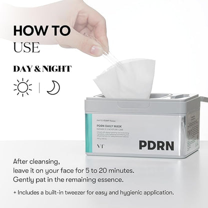 VT COSMETICS PDRN Daily Mask 30 Sheets, Vegan PDRN for Skin Restoration & Radiance, Hydrating &