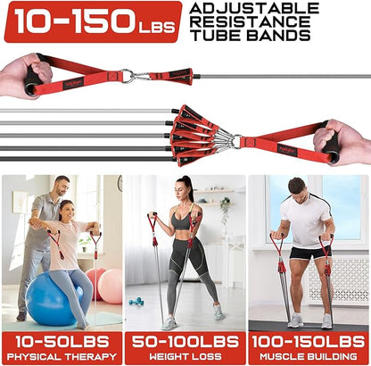 WALITO Resistance Bands Set - Exercise Bands with Handles, Door Anchor, Legs Ankle Straps, for