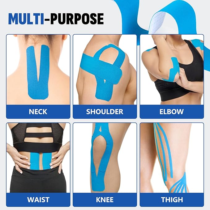 60PCS Precut Kinesiology Tape Strips, 2 inch x 10 inch Athletic Tape, Kinetic Tape, Elastic Muscle
