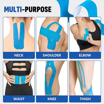 60PCS Precut Kinesiology Tape Strips, 2 inch x 10 inch Athletic Tape, Kinetic Tape, Elastic Muscle