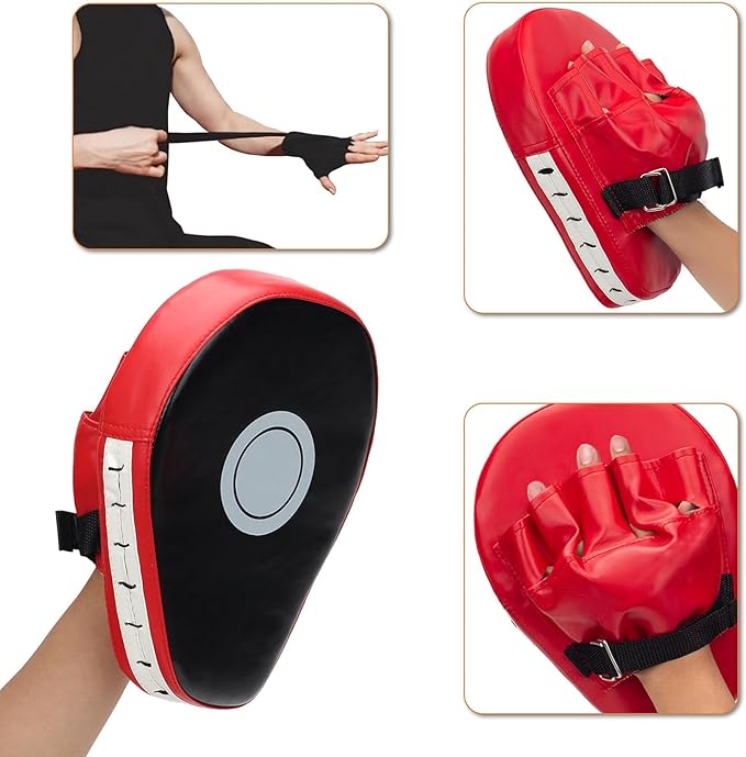 3-in-1 Boxing Pads and Kick Punching Mitts Set, Leather Hand Target Focus Pads, MMA Muay Thai Pads