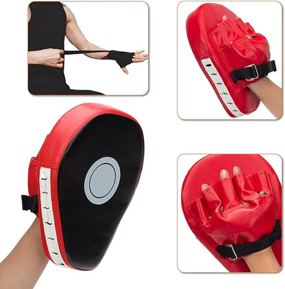 3-in-1 Boxing Pads and Kick Punching Mitts Set, Leather Hand Target Focus Pads, MMA Muay Thai Pads