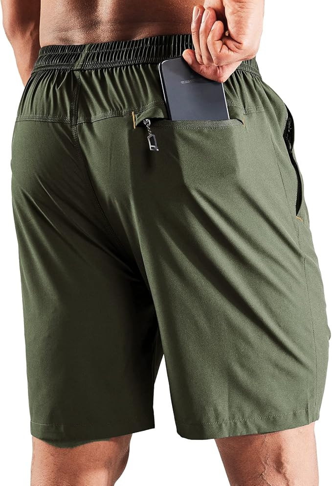 MIER Men's Quick Dry Running Shorts with Zipper Pocket, Elastic Waist Athletic Workout Exercise