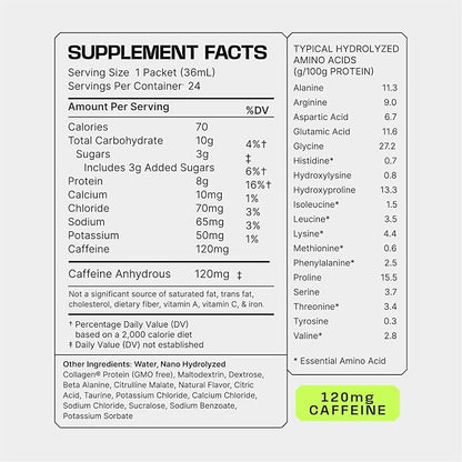 Frog Fuel Power Energized Protein Shot, 15g Protein Nano-Hydrolyzed Grass Fed Collagen, 120mg