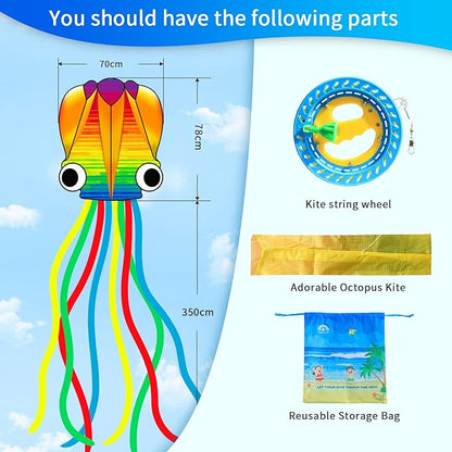 Xida Octopus Kite for Kids Ages 4-8, Professional Kites for Beginners and Adults, Easy to Fly Beach