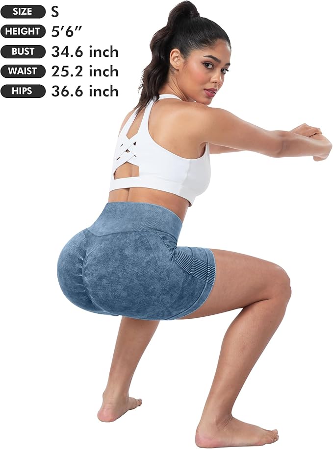 CHRLEISURE Women's 4 Packs Workout Gym Shorts, High Waisted Butt Lifting Scrunch Butt Seamless