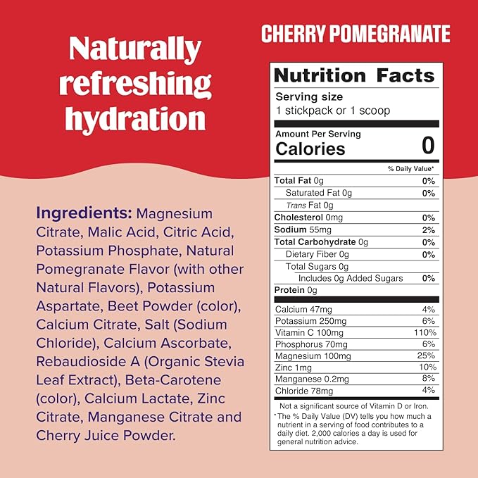 Ultima Replenisher Daily Electrolyte Powder Drink Mix – Sugar Free – Cherry Pomegranate, 90