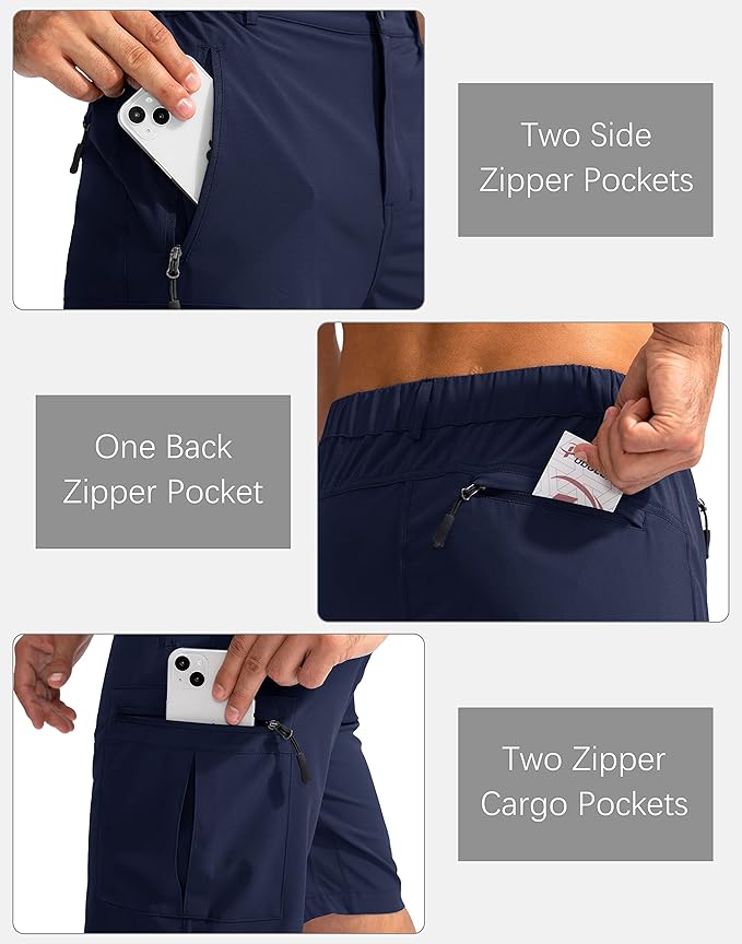 Pudolla Men's Hiking Cargo Shorts 9" Lightweight Outdoor Work Shorts for Men Travel Golf Camping