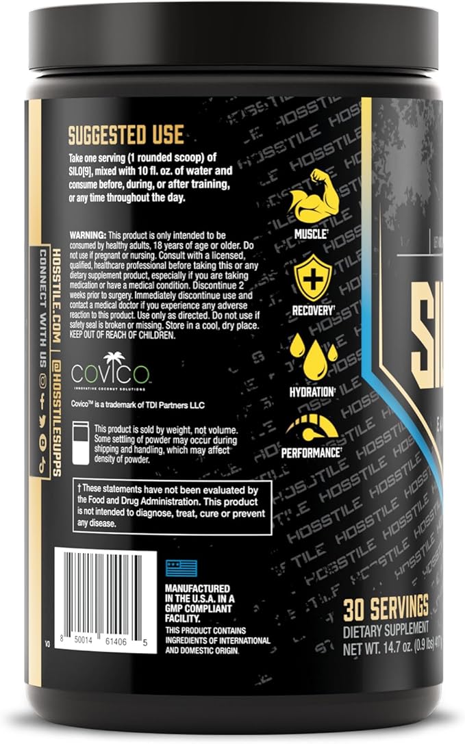 HOSSTILE SILO[9] Essential Amino Acids, EAA & BCAA Powder, Electrolyte Hydration Support, Enhance