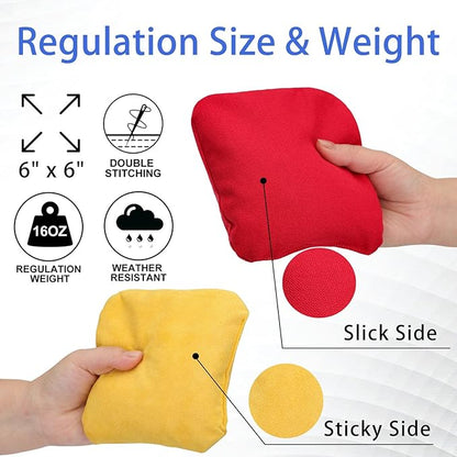 EunHo Dual Sided Cornhole Bags Regulation Set of 8 Professional Cornhole Bean Bags Slick and Stick