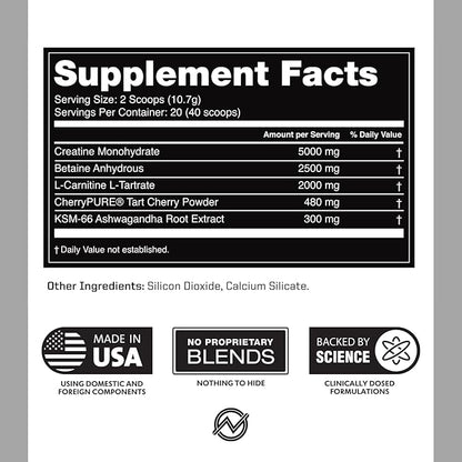Outwork Nutrition Post Workout Recovery Powder - Creatine Monohydrate, KSM-66 Ashwagandha & Tart