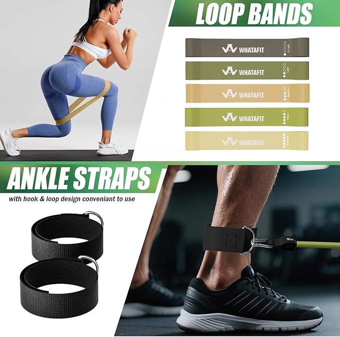 WHATAFIT Resistance Bands, Exercise Bands，Resistance Bands for Working Out, Work Out Bands with