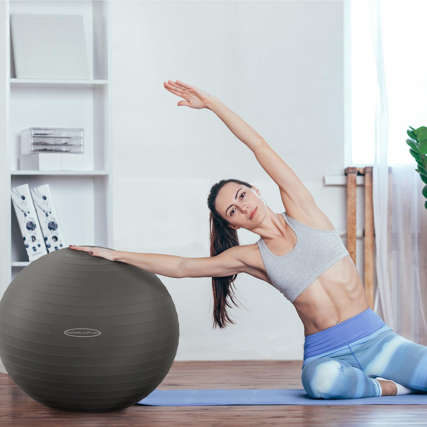Fitvids Anti-Burst and Slip Resistant Exercise Ball Yoga Ball Fitness Ball Birthing Ball with Quick