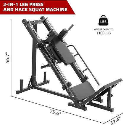 Leg Press Hack Squat Machine, Plate Loaded Adjustable Leg Press Machine, Hack Squat Machine with