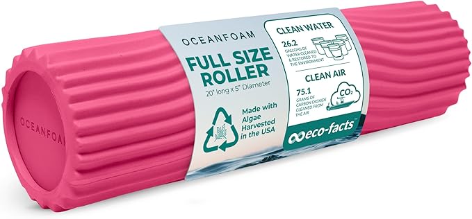 Oceanfoam Tidal Roller - Hot Pink - Muscle Massage Foam Roller for Back Pain & Stretching - Firm