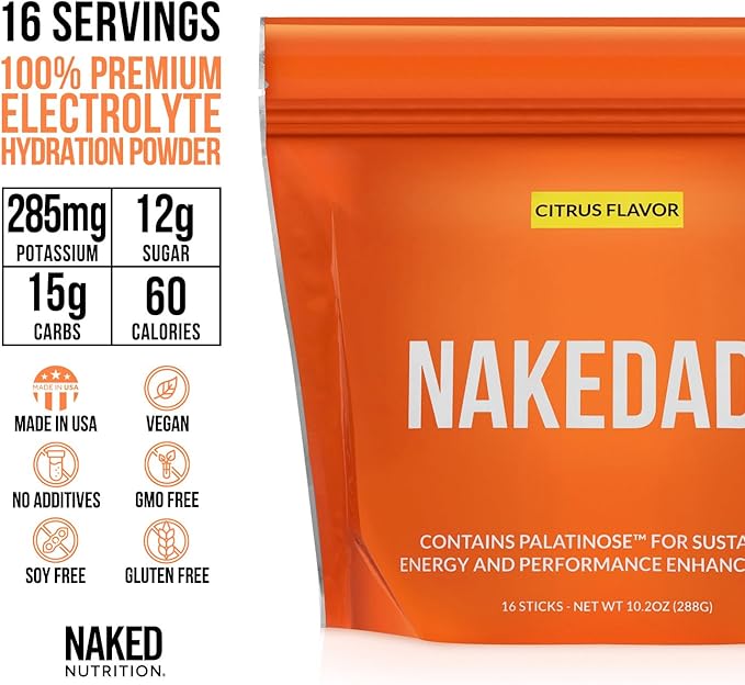 Nakedade Citrus – Performance Enhancing Sports Drink Powder - Electrolyte Powder – No GMOs or