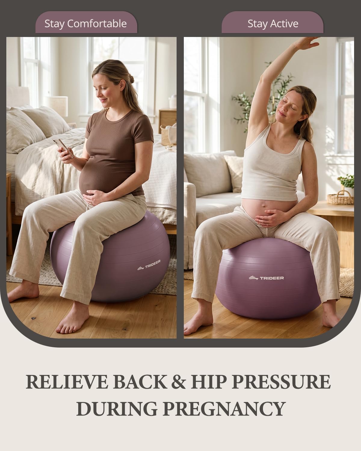 Trideer Exercise Ball, Stability Yoga Ball for Physical Therapy, Active Sitting, Pregnancy & Birth