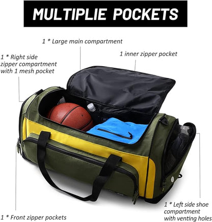 MIER Large Duffel Bag Men's Gym Bag with Shoe Compartment, 60L