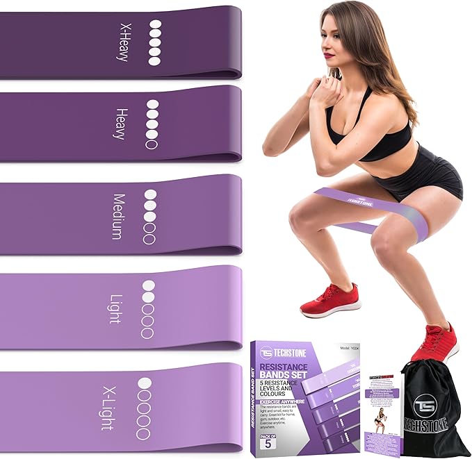 TechStone Resistance Bands Set for Men and Women, Pack of 5 Different Levels Elastic Band for Home