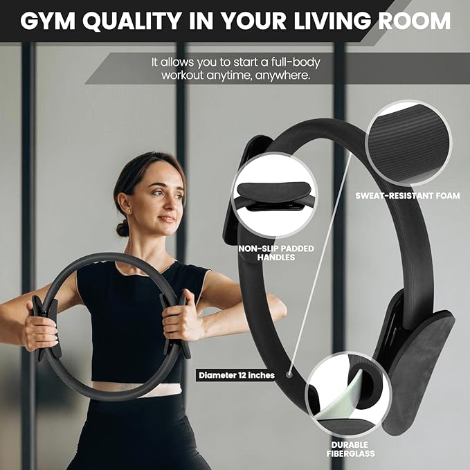 Home Pilates Essentials Kit for Women,Pilates Equipment Set with 9 Inch Yoga Ball,Figure 8