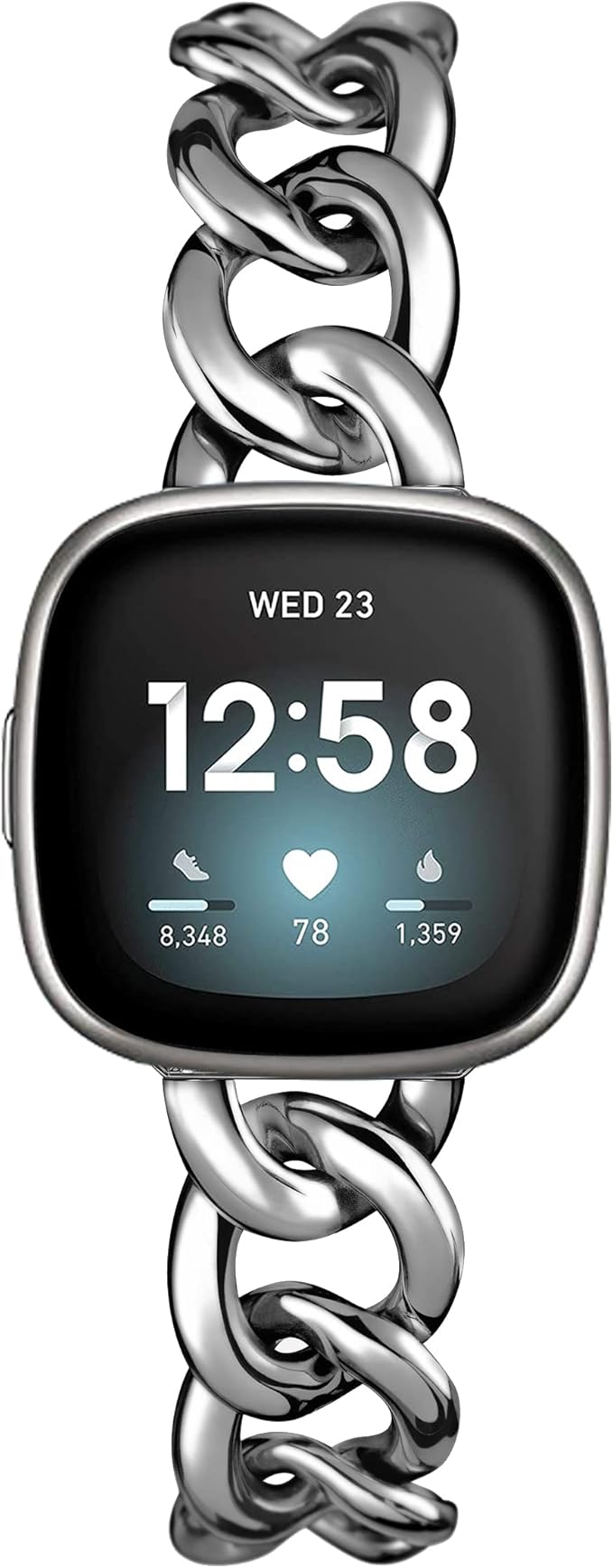 Cool Women Chain Metal Smartwatch Bands Compatible for Fitbit Sense/Fitbit Versa 3 Bands for Dressy