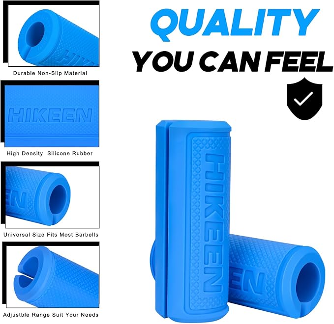 Hikeen Thick Bar Dumbbell Grips,Non Slip Hard Rubber Barbell Grips,Grips for Weight Lifting, Muscle
