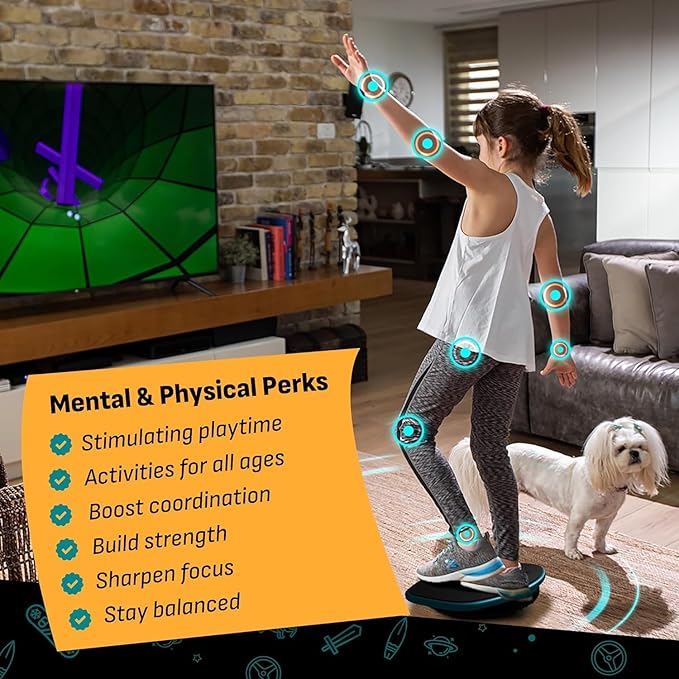GoBalance Board - App-Enabled Balance Board. Smart Bluetooth Sensor, 12 FREE Interactive Games