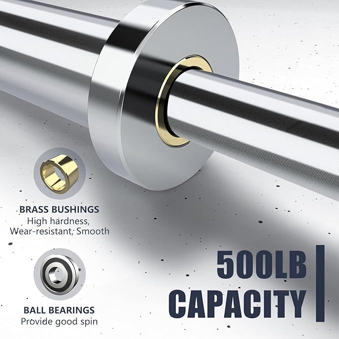 TECHNOAGE Olympic EZ Curl Bar, 47" Curl Bar(350/500LBS Capacity) 20LB, Solid Steel, Chrome Finish