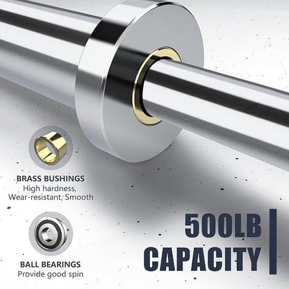 TECHNOAGE Olympic EZ Curl Bar, 47" Curl Bar(350/500LBS Capacity) 20LB, Solid Steel, Chrome Finish