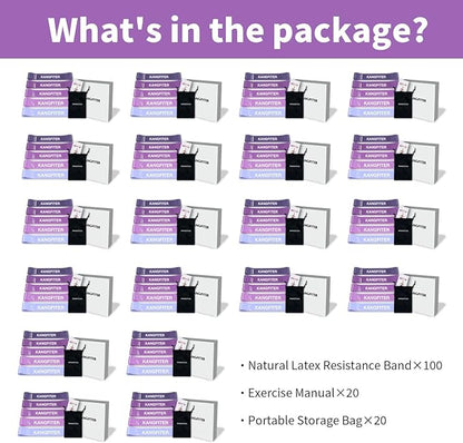 100 PCS Bulk Resistance Bands, Loop Exercise Bands Set for Gym Members Sports Class Students Gift