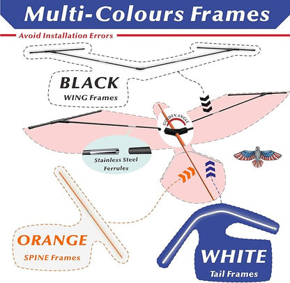 ORGCLDKT- 3D Lifelike Style Bird/Eagle Kite, Super Easy to Fly with, Ideal for Kids, Adults, Girls