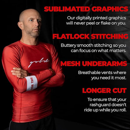 Gold BJJ Foundation Rash Guard - Ranked No-Gi and Gi Jiu Jitsu Rashguard