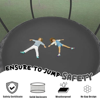 Trampoline 12FT 14FT 15FT 16FT for Kids/Adults - Outdoor Recreational with Enclosure Net Curved
