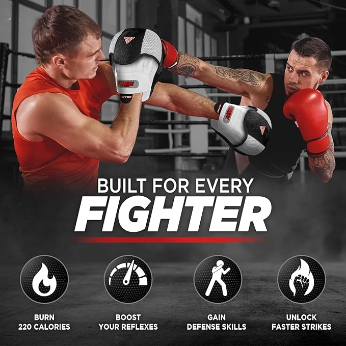WYOX Curved Focus Mitts for Boxing & MMA | Durable PU Leather Punching Pads with Adjustable Strap |