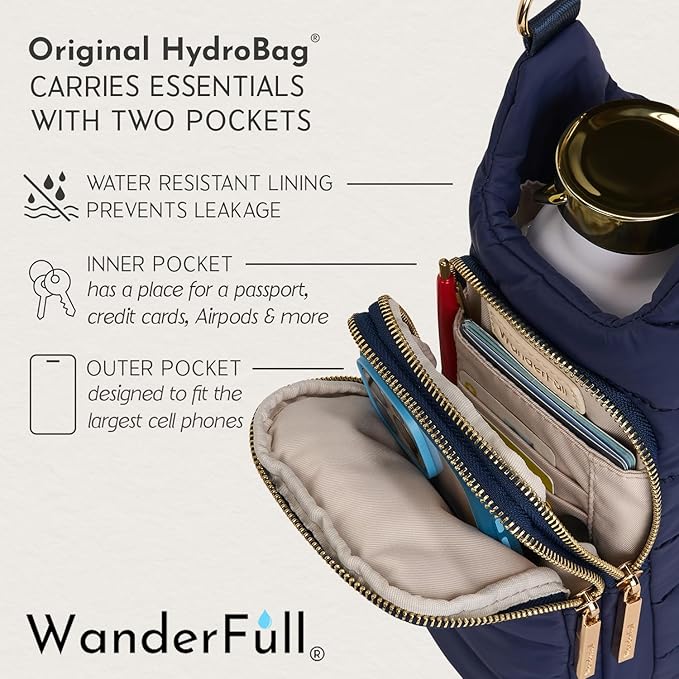 WanderFull® Original HydroBag® Collection, Water Bottle Holder w/Strap & Phone Pocket, Hands-Free