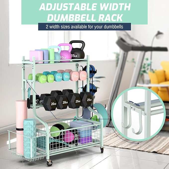 PLKOW Dumbbell Rack, Weight Rack for Dumbbells, Home Gym Storage for Dumbbells Kettlebells Yoga Mat