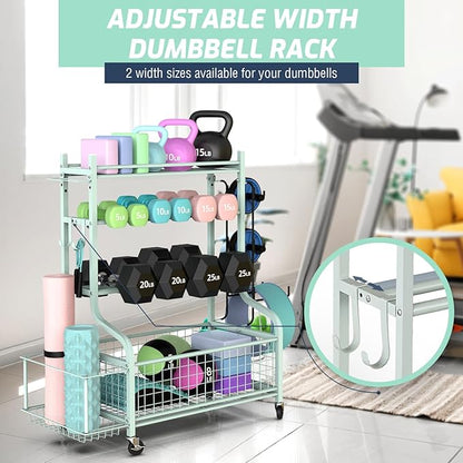 PLKOW Dumbbell Rack, Weight Rack for Dumbbells, Home Gym Storage for Dumbbells Kettlebells Yoga Mat