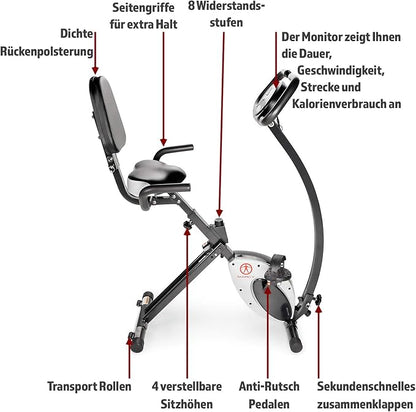 Marcy Foldable Upright Exercise Bike with Adjustable Resistance for Cardio Workout & Strength