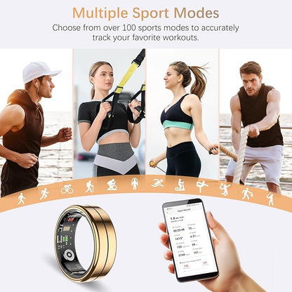 Fit Ring, Smart Health Rings for Women Men with Heart Rate,Blood Oxygen,HRV,Stress Level, Sleep