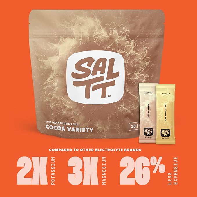 SALTT Electrolytes Powder Packets, Cocoa Variety Pack (30 Packets) - Magnesium, Potassium, Sodium